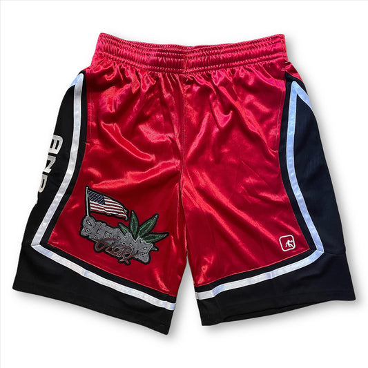 SHORDIE GLORY AND1 CORNER LOGO SHORTS *RED*